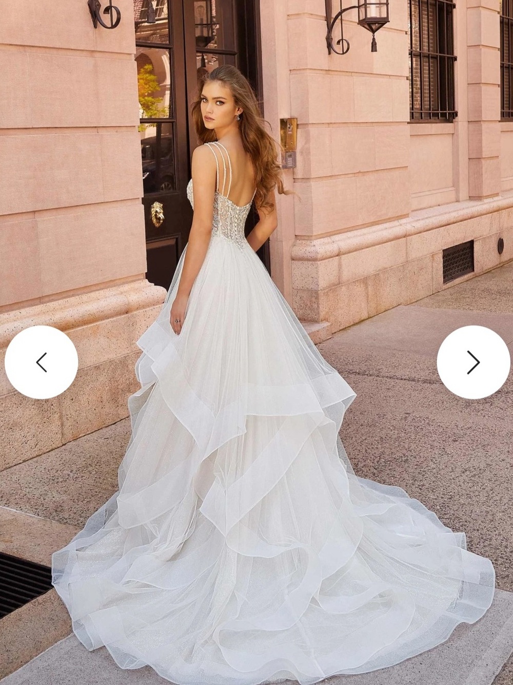 Mori Lee White Sparkling Layered Tulle Ball Gown - Picture 2 of 4